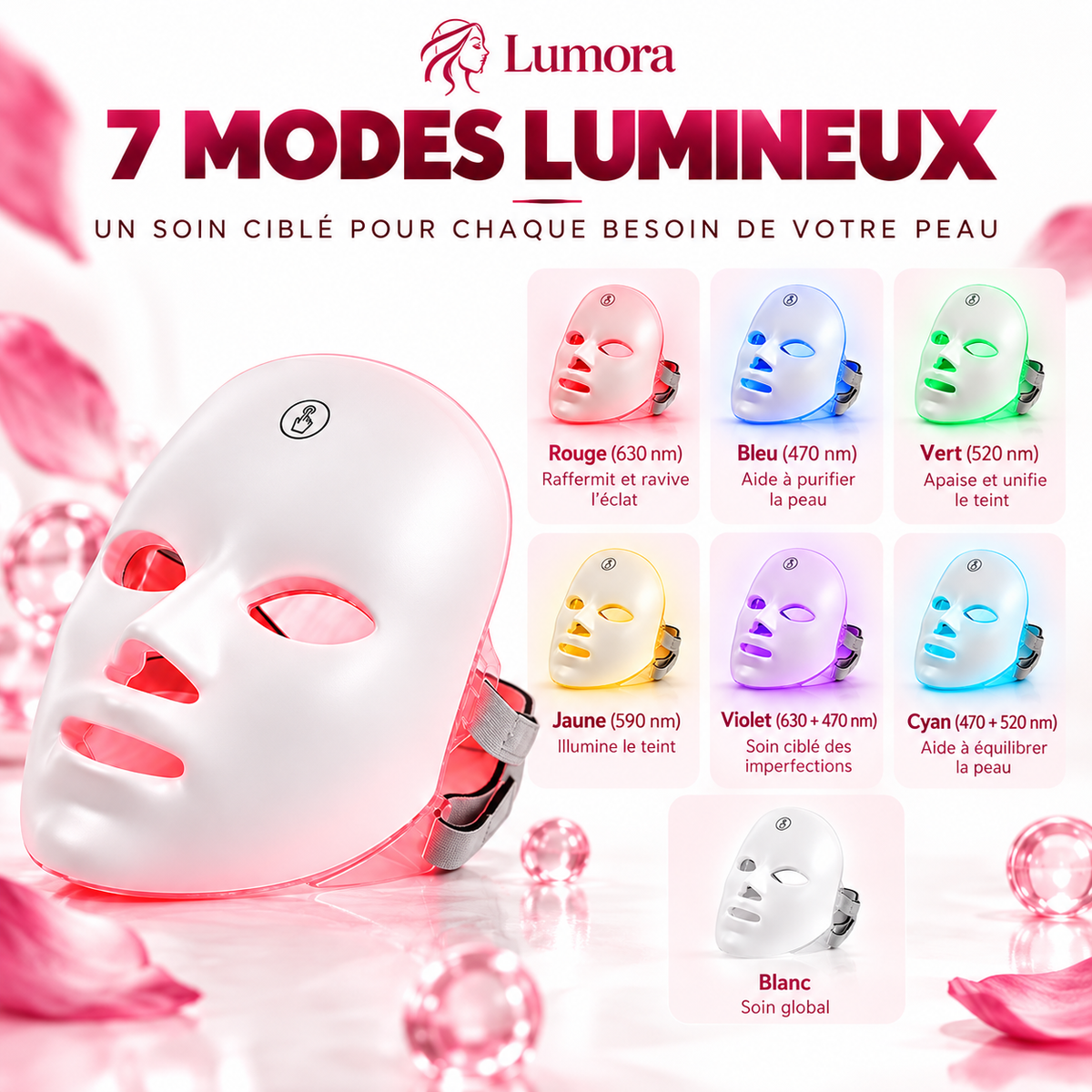 Masque LED 7 Couleurs – Peau Éclatante & Anti-Âge